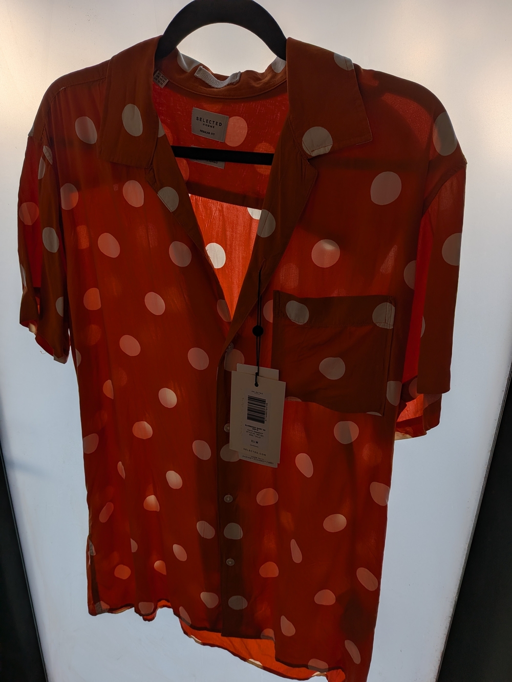 Selected Homme Orange Polka Dot Short Sleeve Shirt